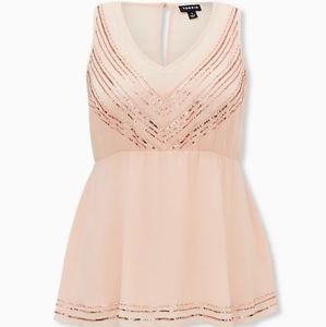 Torrid Chiffon Embellished Peplum Top